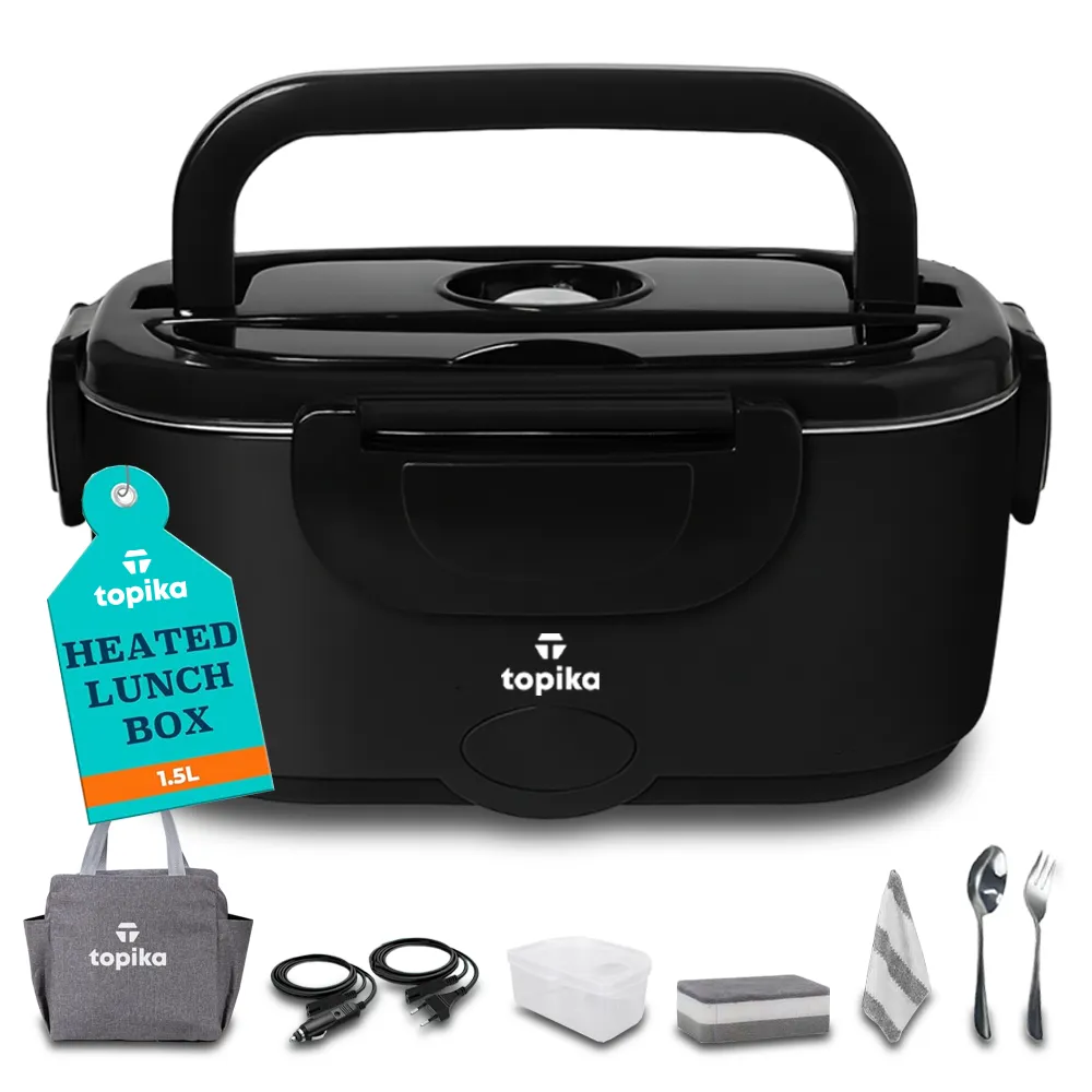Topika - 60W Electric Lunch Box Food Warmer 1.5L, 20-minute quick heating - Black