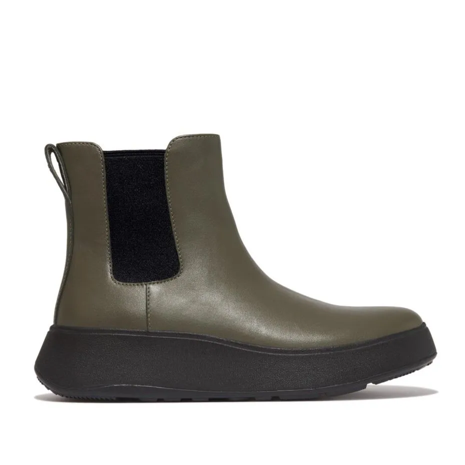 FitFlop F-Mode Leather Flatform Chelsea Boots - Deep Olive