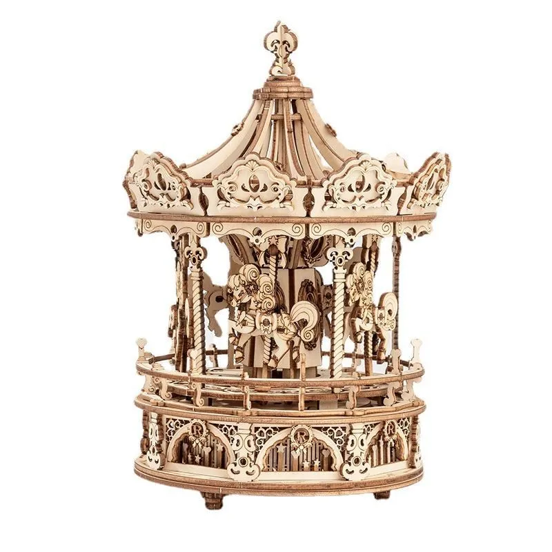 Music Park 3D Wooden Puzzle Carousel Music Box DIY Assembly Model Kit