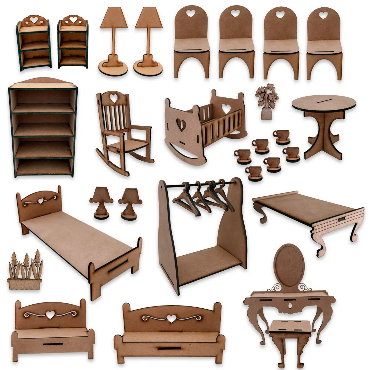 DIY Kids Dollhouse MDF Craft Furniture Kit - For 29cm Fashion Dolls