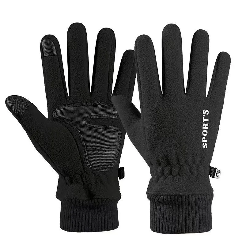 Touch screen simple non-slip winter gloves outdoor windproof gloves - Black