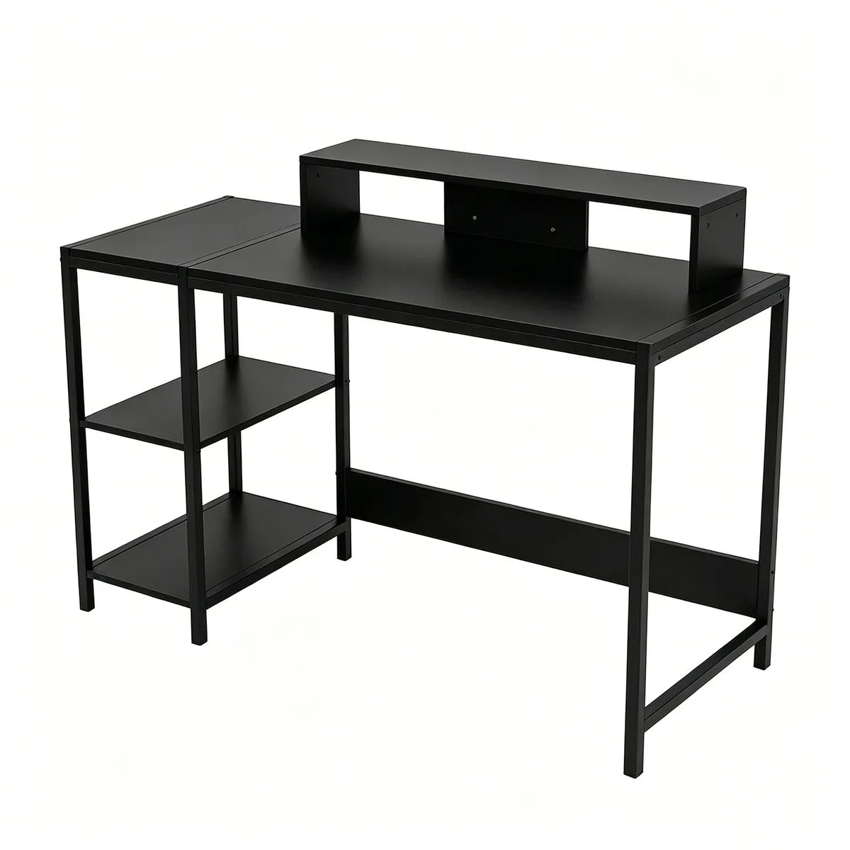 120x50cm Computer Desk with Monitor Stand & Storage Shelves, Writing Desk