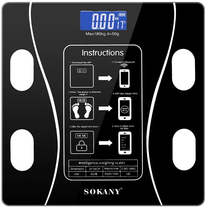 Sokany 180KG Bluetooth Bathroom Scale - Black