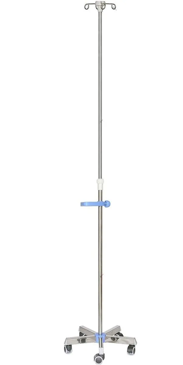Adjustable Portable Hospital Drip Stand-Stainless Steel With 5 Casters PK