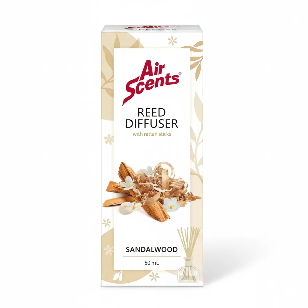 Air Scents Reed Diffuser Sandalwood 50ml - Warm Woody Home Fragrance