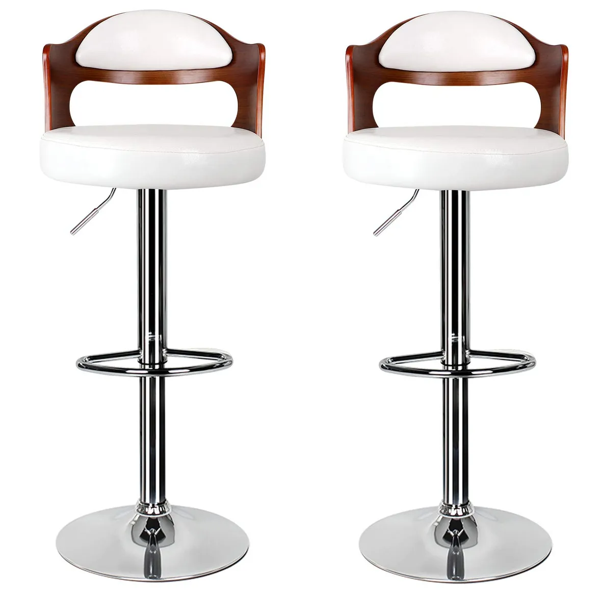 Bar Stools / Kitchen / Swivel Chairs -Set of 2- Beige (Cream)/ Brown Colour