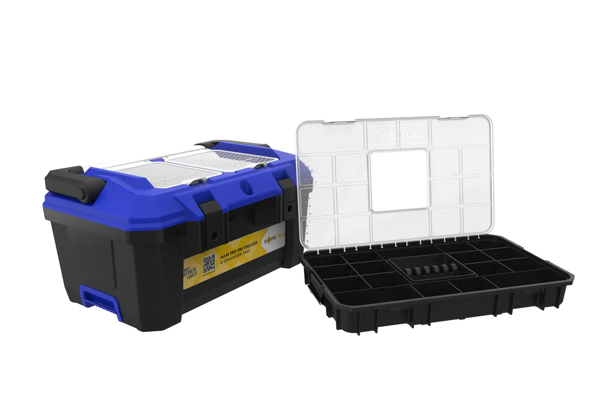 Safeload Maxi Pro 500 Heavy Duty Toolbox with Organiser Tray - Blue
