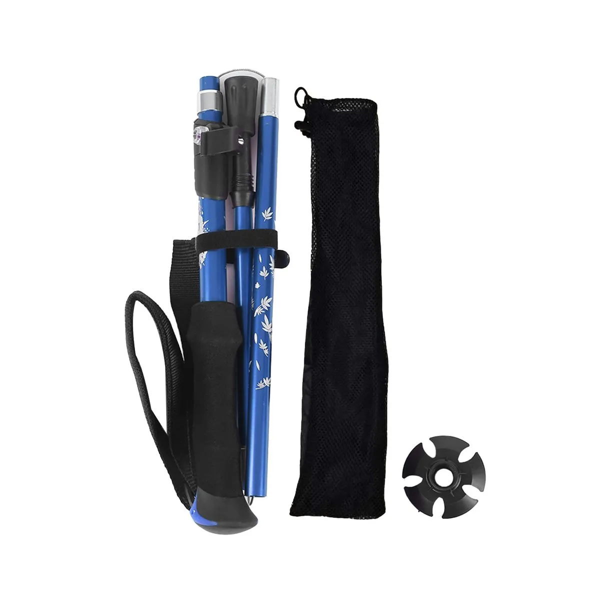 5-Section Trekking Poles with Mud Holders - Blue