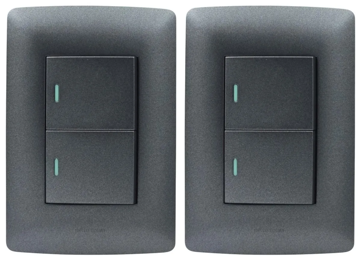 Hello Today Metallic Black 2 Lever 1 Way Light Switch - 2 Pack