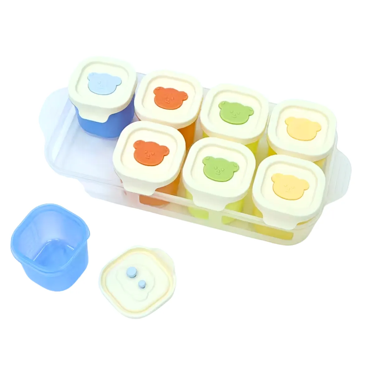 Freezer-Safe Silicone Food Prep Storage Containers with Tray