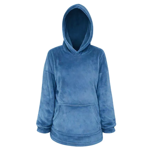 Baby/Toddler-Oversized fleece Hoodie with front pocket - Denim Blue