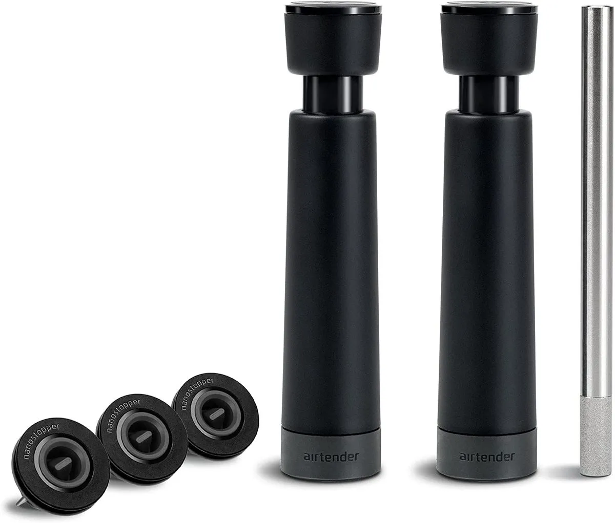 Airtender Wine Lovers Set with Pump, Aerator & 3x Nanostoppers