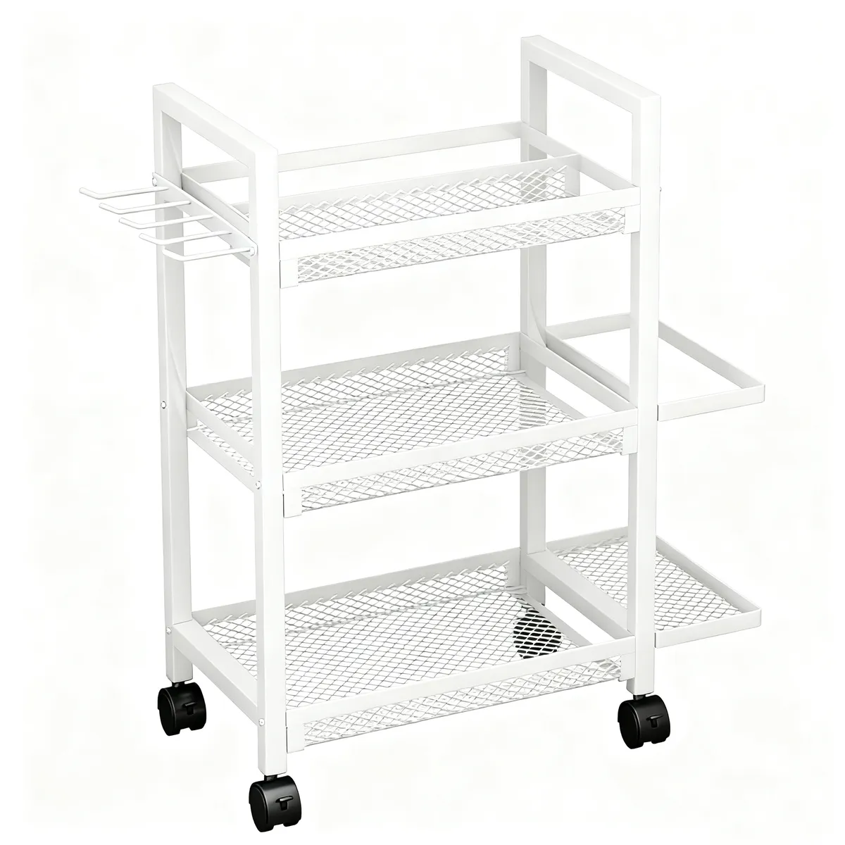 Gym and Sports Equipment Storage Trolley Storage Rack for Dumbbell Yoga Mat - White