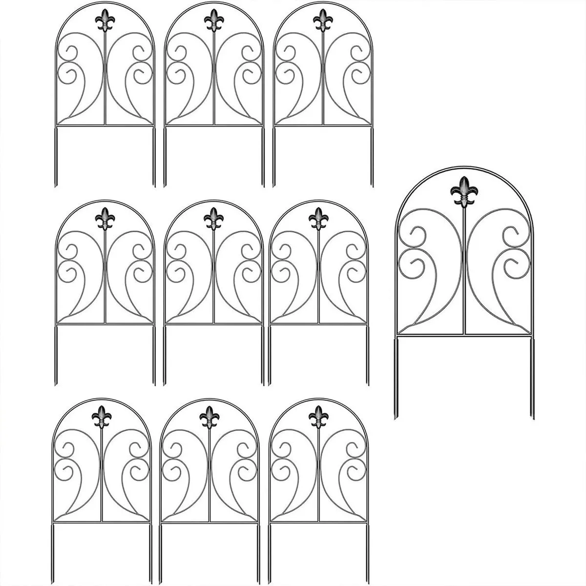 10 Pack Wrought Iron Garden Fence Metal Barrier