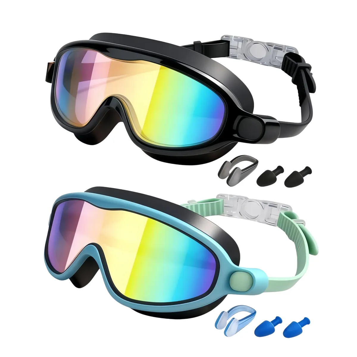 CaseMe 2 Pack Swim Goggles, Anti-Fog Uv Protection Wide View No Leak Kids