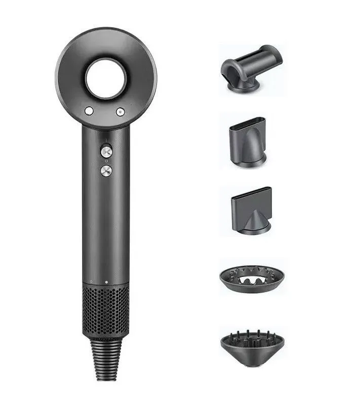 Professional Hair Dryer with attachments for styling - Silver/Grey