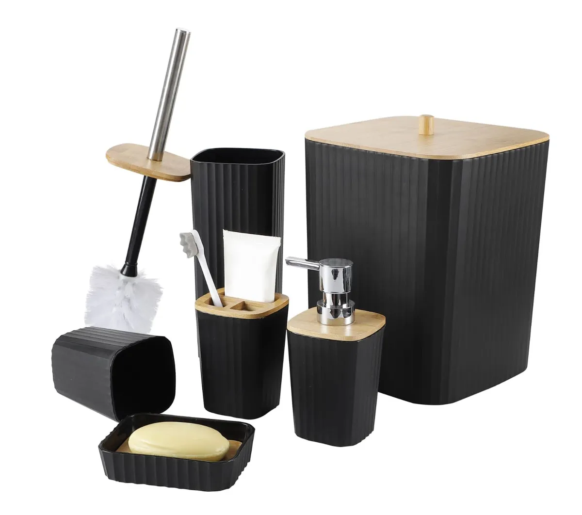 Treytech 6Piece Bathroom Accessories Set - Black