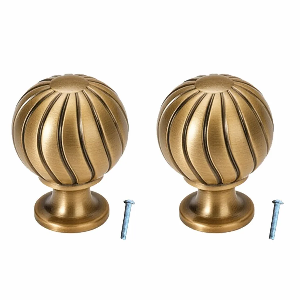 2 Pack French Bronze Ribbed Ball Knobs Single Hole Kitchen Cupboard Drawers