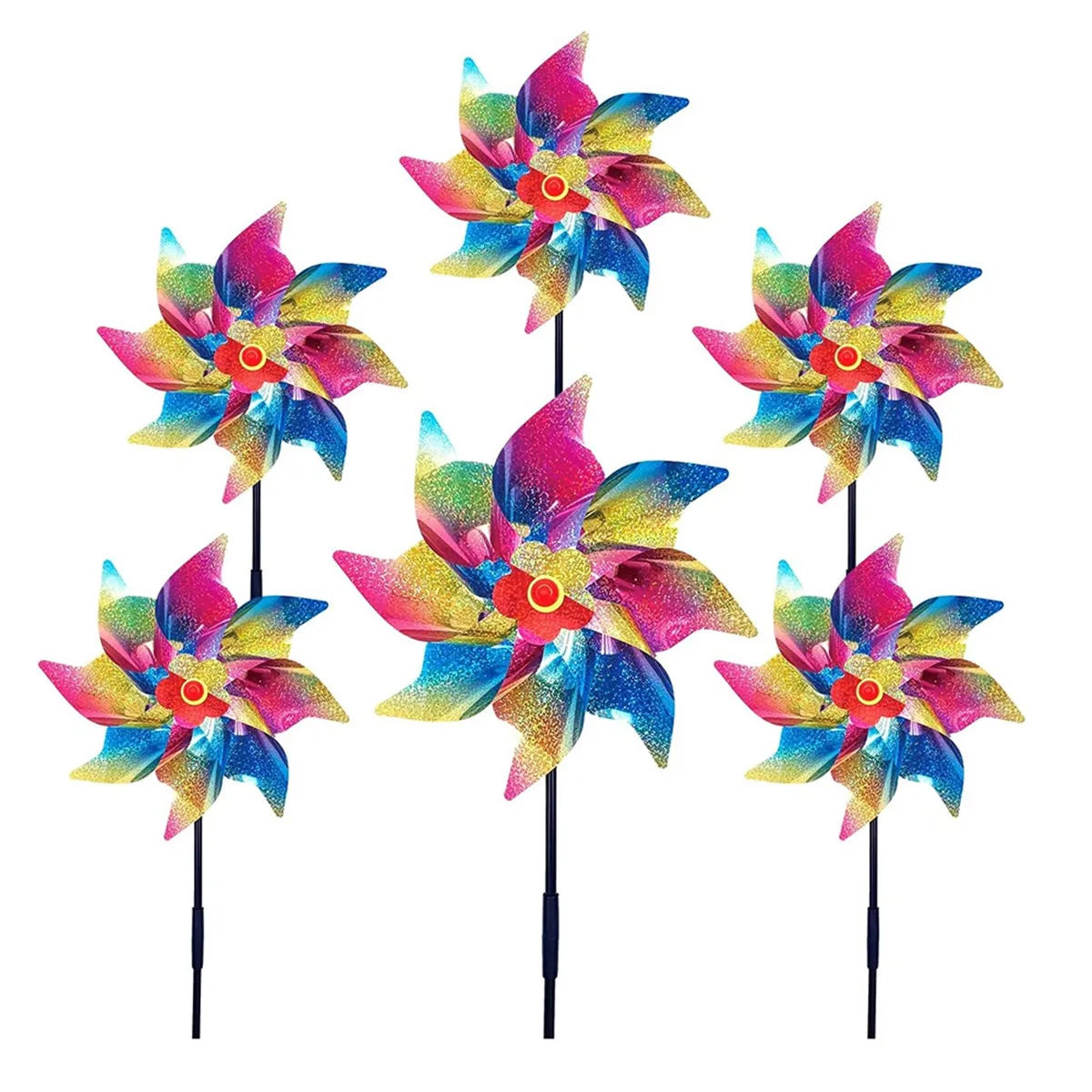 6 Pieces Sparkly Wind Spinners for Yard and Garden Lawn Yard Decorations