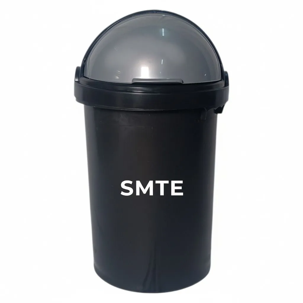 SMTE 50 Litre Dome Lid Dustbin - Heavy-Duty Plastic Waste Bin - Black
