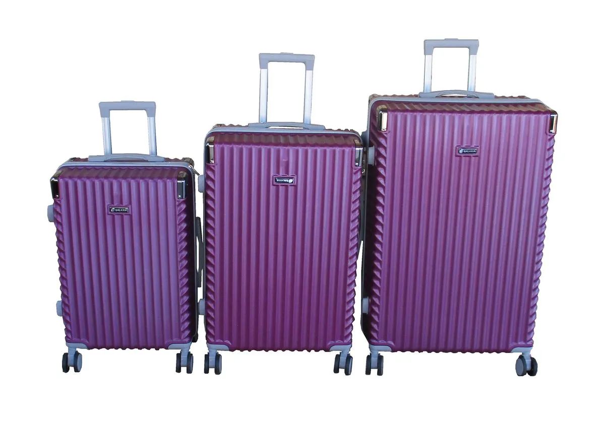 3-Piece Hard-Shell Luggage Set-Durable ABS, TSA Lock, Spinner Wheels-Purple