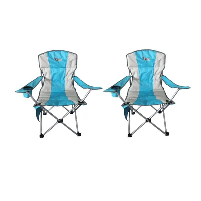 AfriTrail Kudu Padded Folding Arm Chairs - Blue (2 Pack)