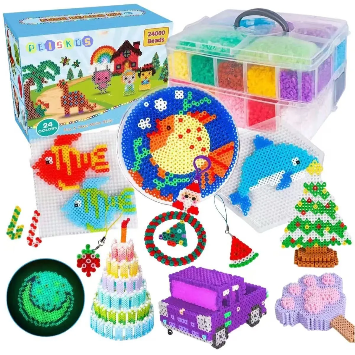 PEISKOS 24000 Fuse Beads Arts and Crafts Supplies Toys Kit for Kids