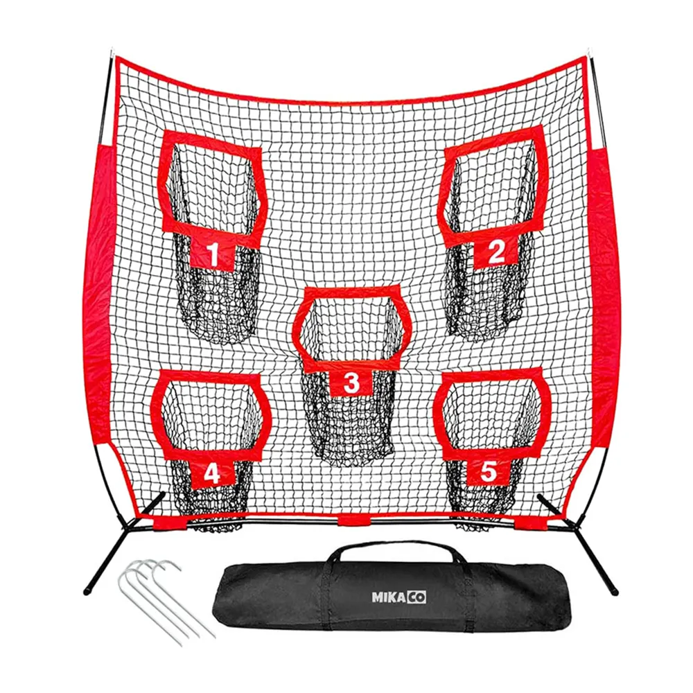 MIkaco 7x7ft Ball Sports Training Net w/5 Target Pockets &Carry Bag & Pegs