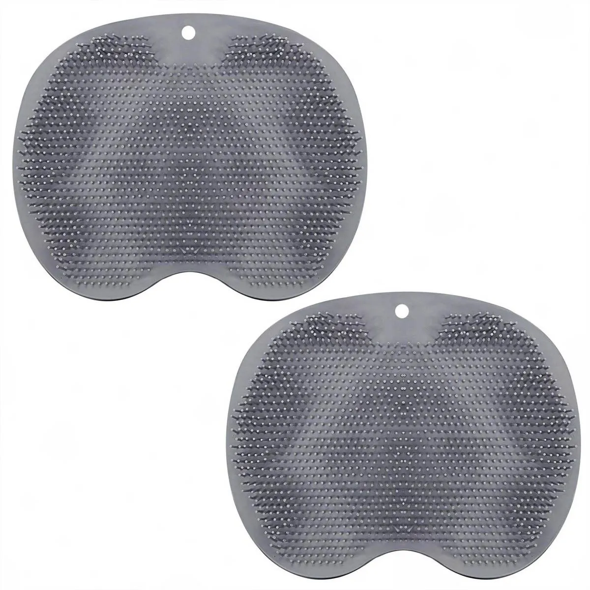 2Pcs Grey Non-Slip Foot Scrub Mat, Dual Side Exfoliating Shower Bath Pad