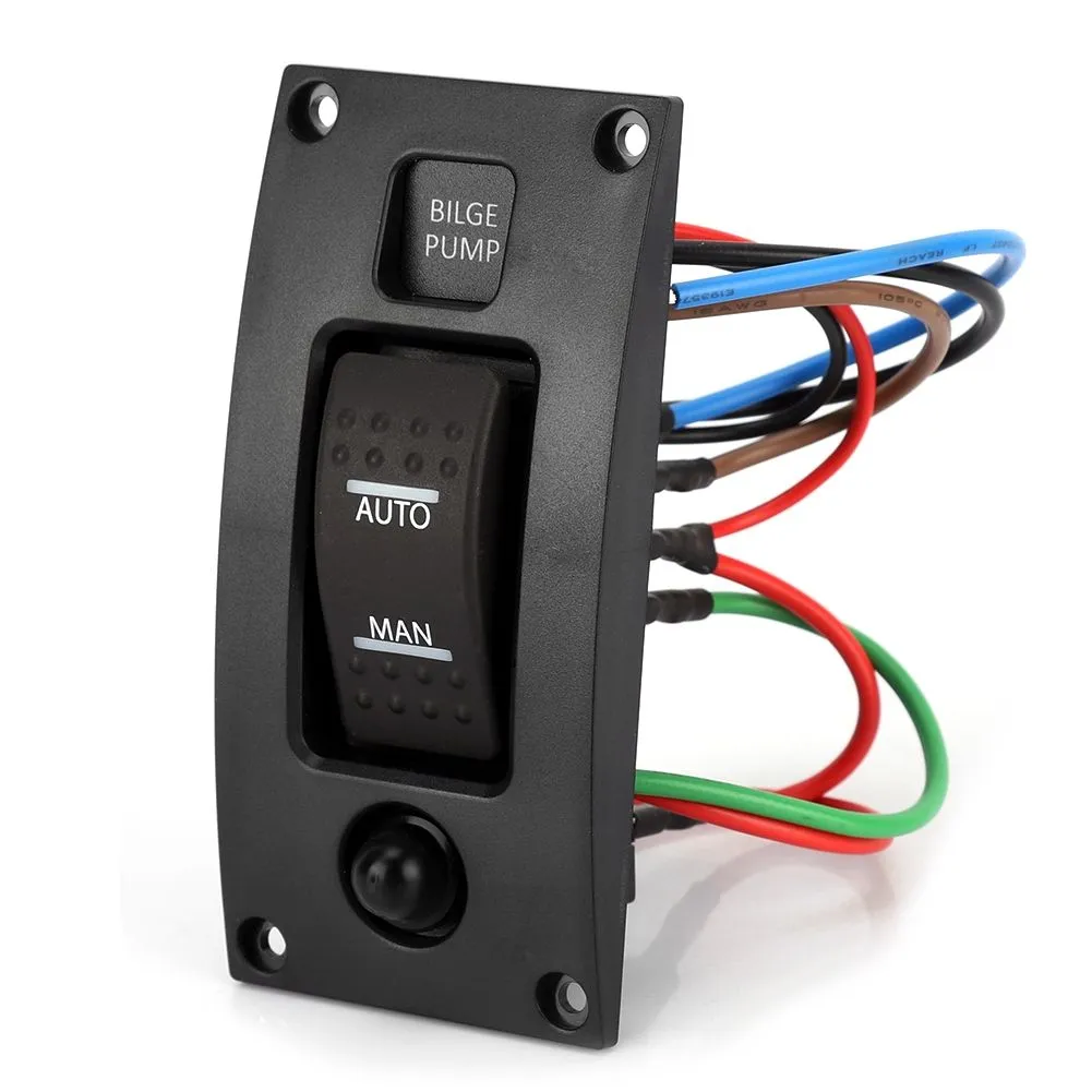 Deluxe Bilge Pump Switch Panel & Circuit Breaker ON off ON LED Rocker