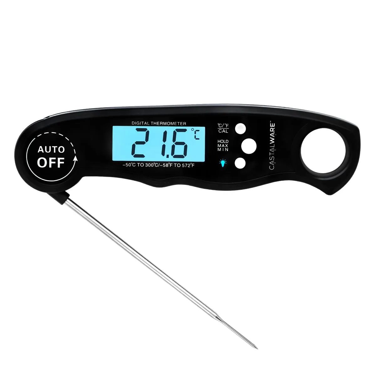 Castalware Meat Thermometer for Grill and Cooking Instant Read - Waterproof - Black