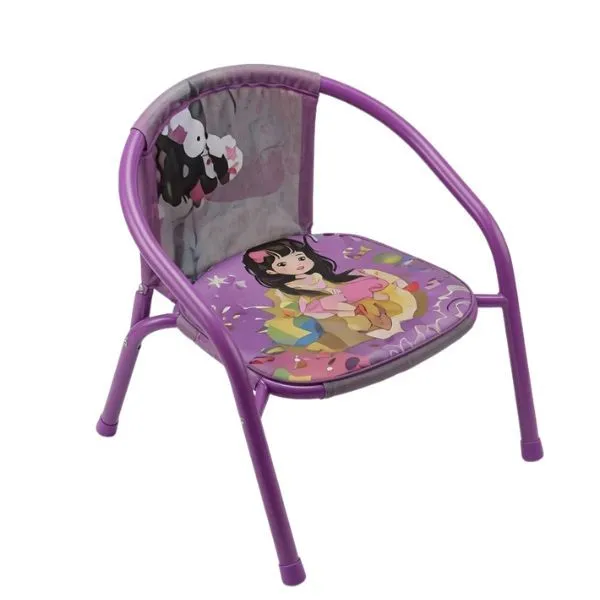 Purple Baby Plastic Chair with Backrest & Cute Cartoon Design