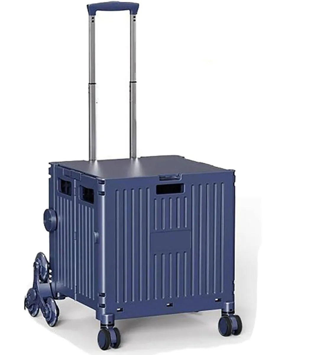 80L Outdoor Camping Foldable Trolley Cart Shopping- Purple/White - PURPLE