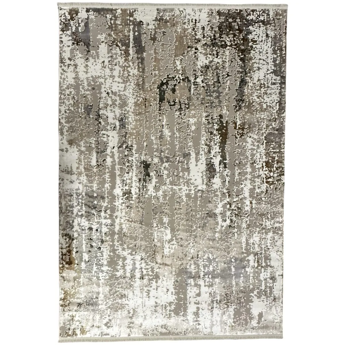Textured Turkish Shimmering Neutral Beige/Grey Soft Area Carpet, 300 x 200