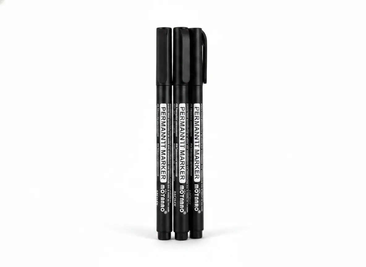 1Pack Permanent Marker Black 3Pcs Fine Point 0.6mm Perm Marker Pens