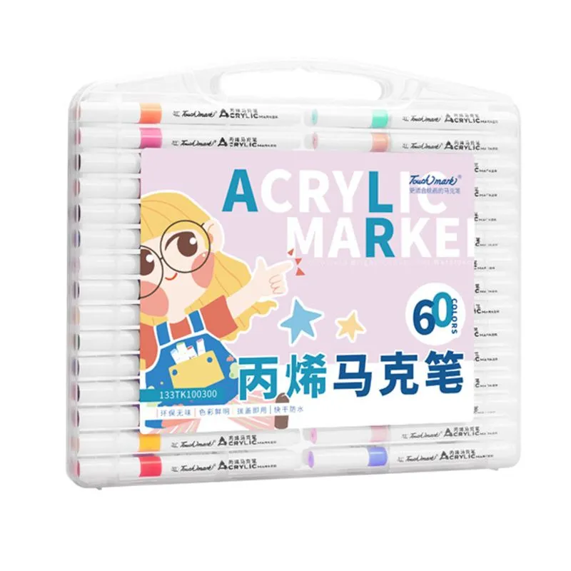 60 Colors Acrylic Paint Markers Set Soft Brush Tip Acrylic Paint Pen