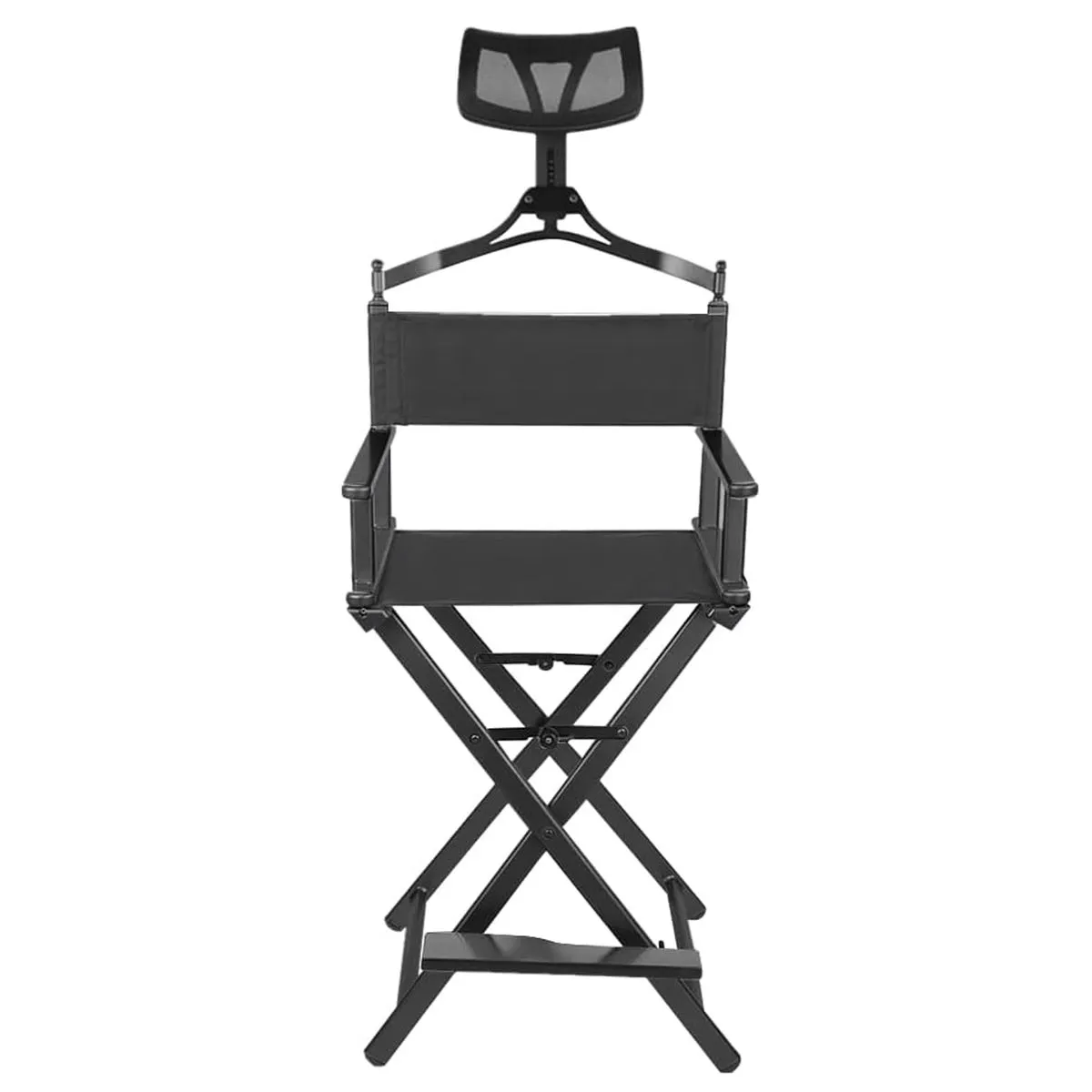 Foldable Professional Makeup Director Chair With Head Rest Portable Chair - Black