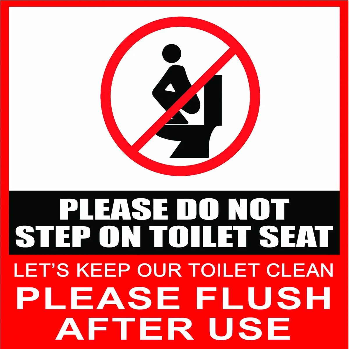 Please Do Not Step On Toilet Seat 29x29cm Sign - 2 Pack