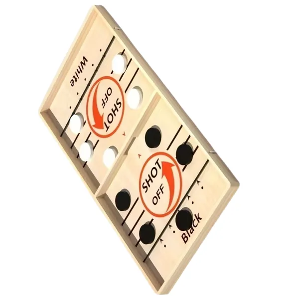 23-Piece Wooden Slingshot Puck Game - Tabletop Hockey and Family Fun Game