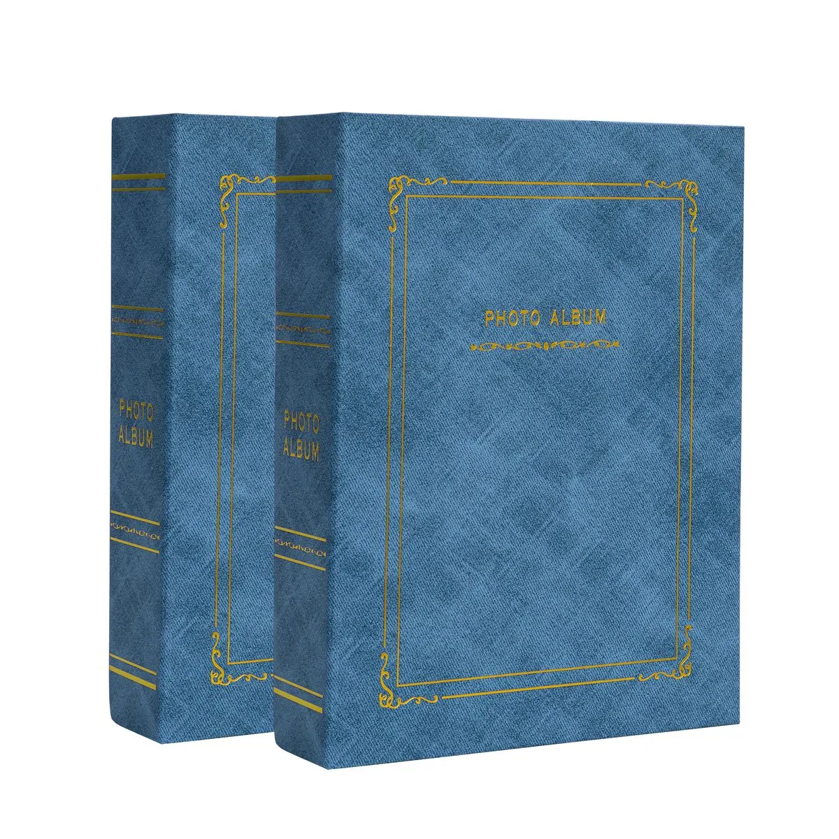 2Pcs Photo Albums Set 4x6 Bi-Directional Family Photo Album for 200 Photos - Blue