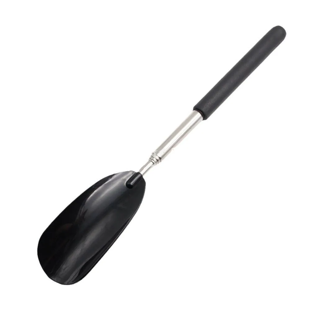 Adjustable Long Handled Shoehorn Black Stainless Steel Telescopic Shoehorn