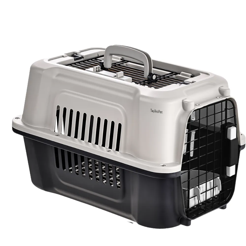 Topika Top-Load Hard-Sided Dogs, Cats Pet Travel Carrier with Iron Door