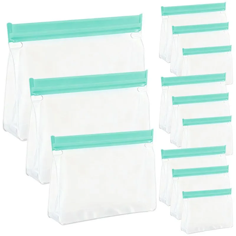 12pcs Reusable Food Storage Bags Silicone Ziplock Bag Freezer Bags Sandwich