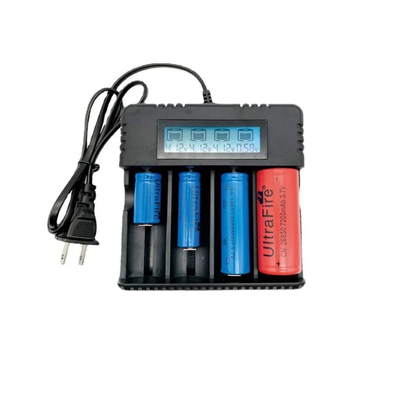 Smart LCD display four slot lithium battery charger