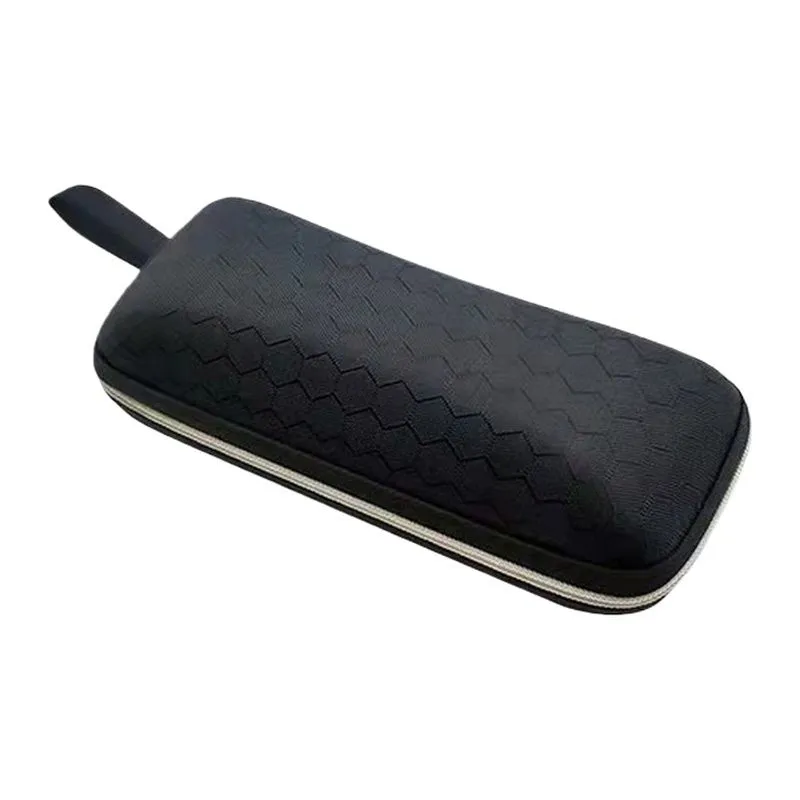 Black Honeycomb Glasses Case Zipper Storage Box Sunglasses Bag - Black