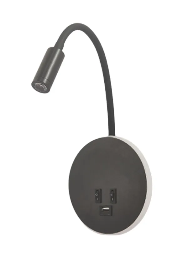 Bedside reading lamp, wall-mounted bedside lamp - Black