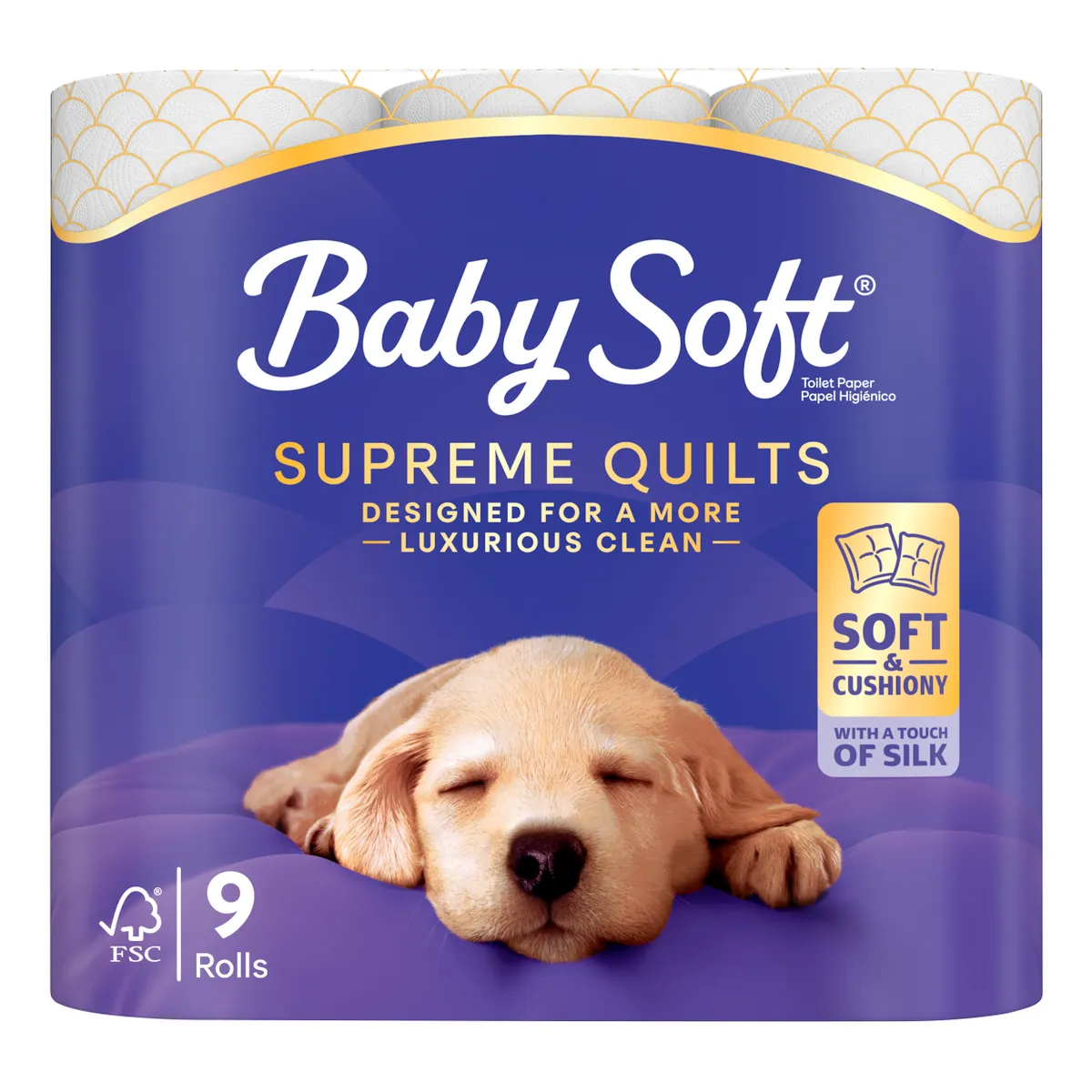 Baby Soft Supreme Quilts 2 Ply Toilet Paper - Pack of 9