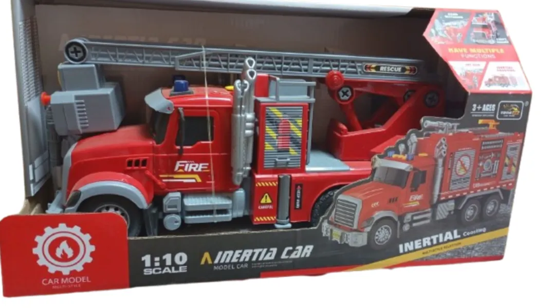 SamMag Kids Fire Truck, Friction Vehicle Toy with Lights and Sirens