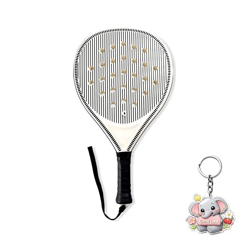 Lightweight Pickleball Paddle Racket with Wrist Strap - White
