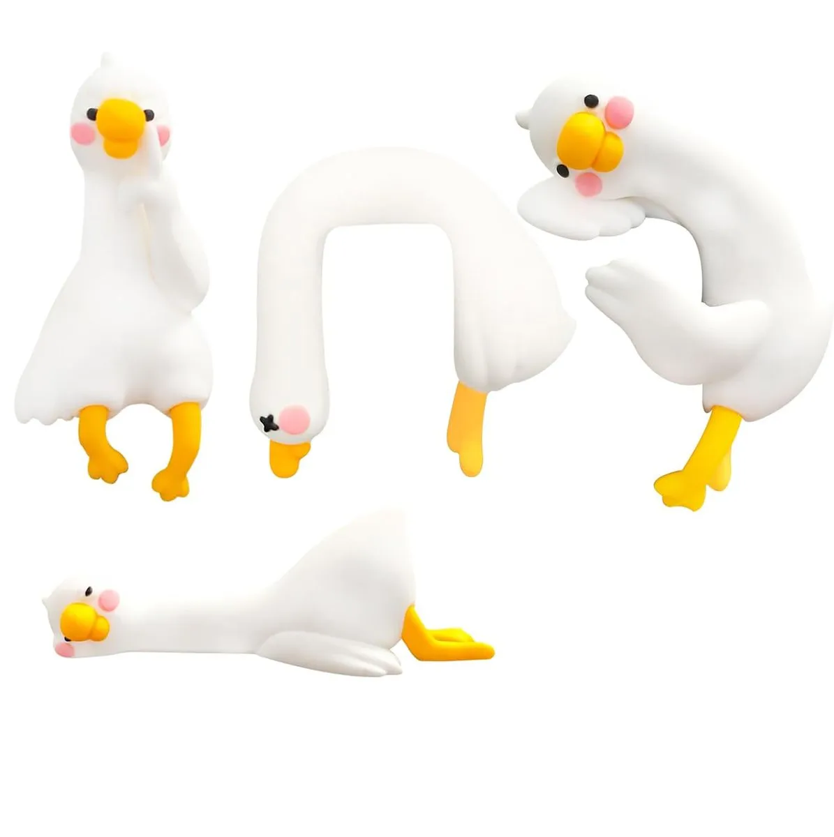 4 Piece Resin Goose Figurine Computer Monitor Decor Cute Mini Goose Statues